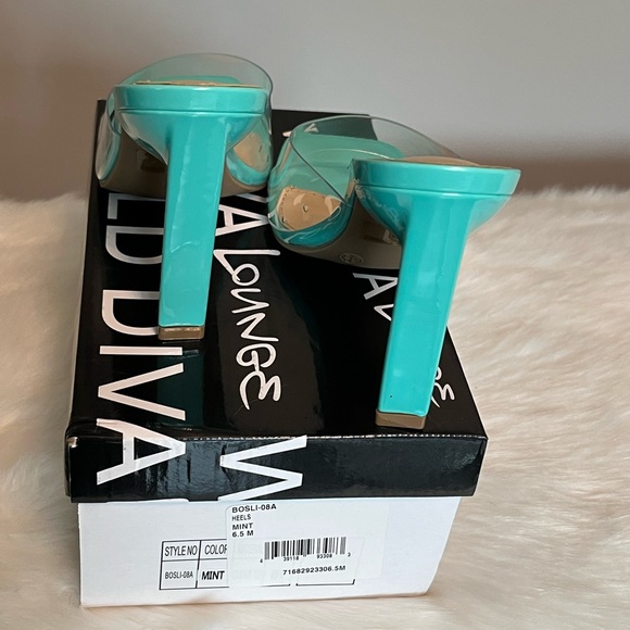NWT Wild Diva Lounge Bosli Mint Clear  Plexi Stiletto Heel Sandals - Picture 11 of 11
